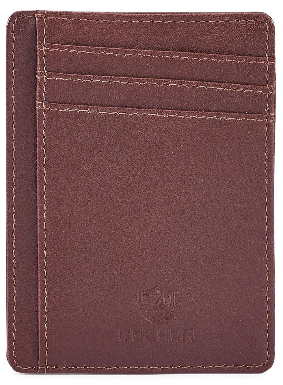 9254 Front Pocket Wallet Slim Minimalist Real Leather RFID Blocking Credit